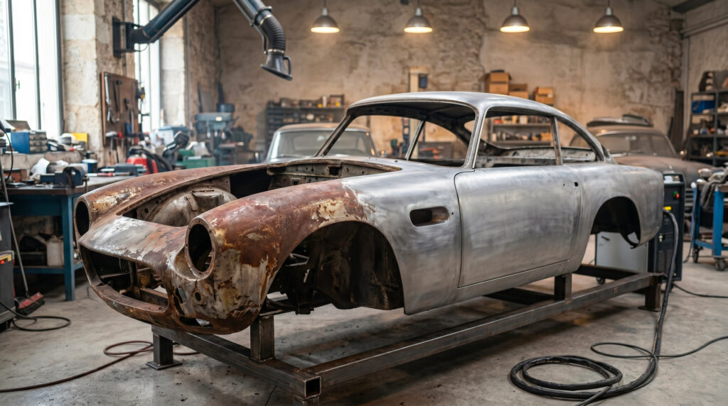 Décapage laser d'un châssis de voiture de collection à Paris et en Île-de-France